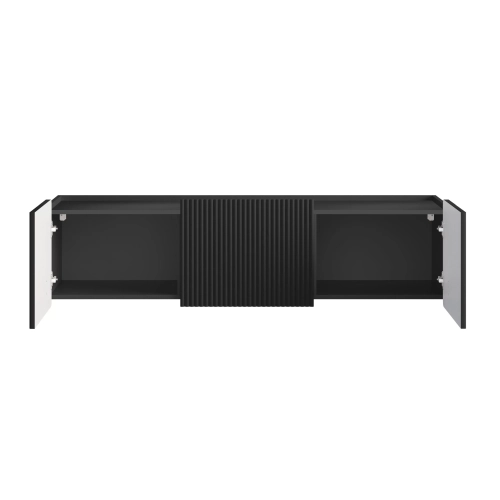Szafka RTV Malmi 150 cm wisząca - czarny mat / złoty